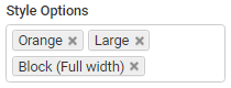 Style Options field (Styles for orange button)
