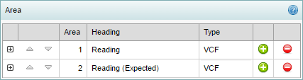 Subject Assessment Area Maintenance - Area bar - Area tab (Showing final expected result grid area record)