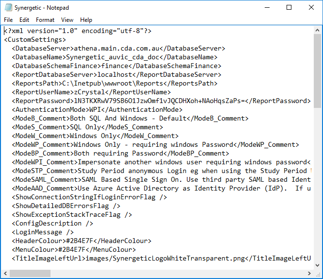 Synergetic xml file in Notepad