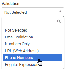 Validation drop-down list