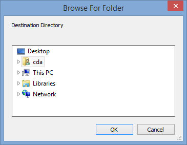 Browse for Folder window