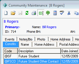 Community Maintenance - Constits tab (cut down)