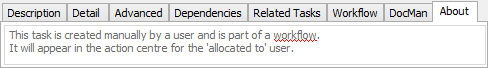About sub-tab (Community Maintenance - Action Centre tab)