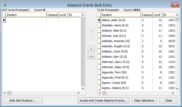 Absentee Bulk Entry