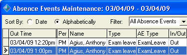Absence Events Maintenance window (cut down)