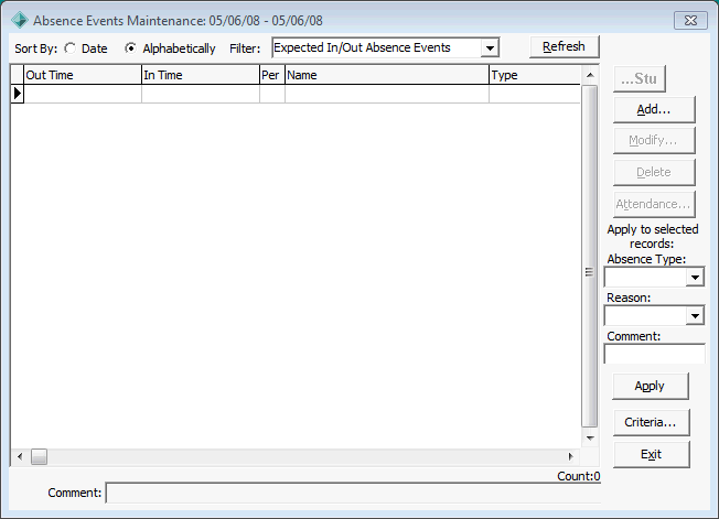 Absence Events Maintenance window