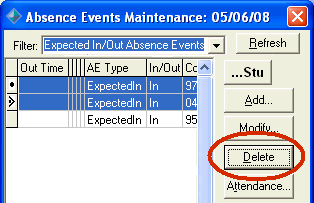 Absence Events Maintenance window (deleting absence events, cut down)