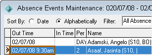 Absence Events Maintenance window (cut down)
