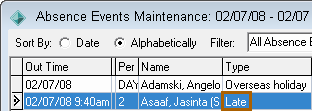 Absence Events Maintenance window (cut down)