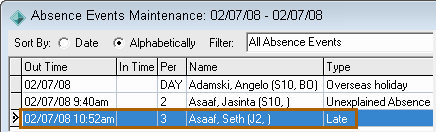 Absence Events Maintenance window (cut down)