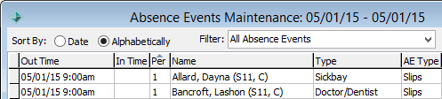 Absence Events Maintenance window (cut down)