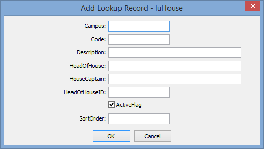 Add Lookup Record - luHouse window