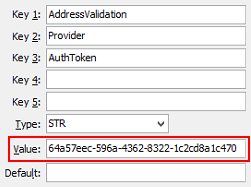 AddressValidationProviderAuthToken configuration setting