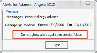 Alerts for student example (student results maintenance, cut down, do not show highlighted)