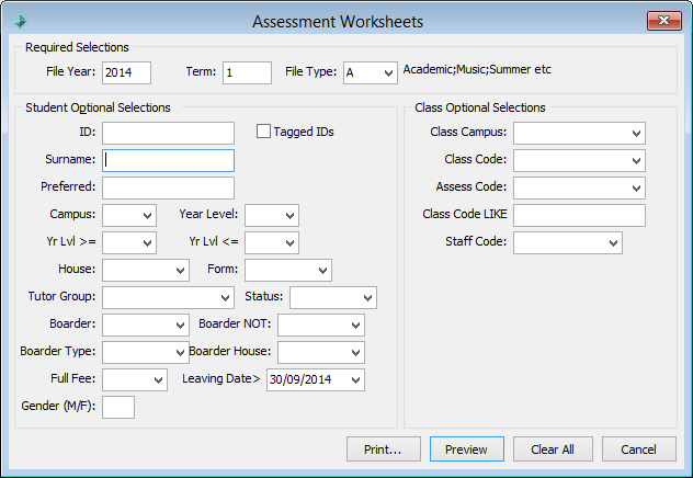 Assessment Worksheets