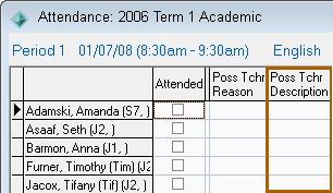 Attendance (configuration file maintenance, ShowPossibleDescription, cutdown)