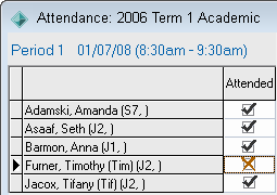 Attendance window (marked, cut down)