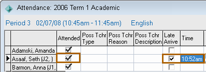 Attendance window (cut down)