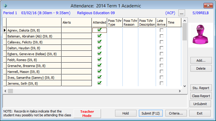 Attendance window