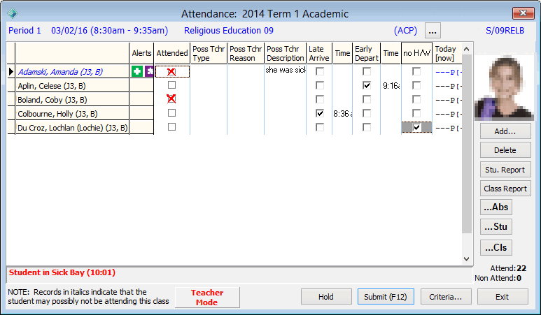 Attendance - recording class attendances (2)