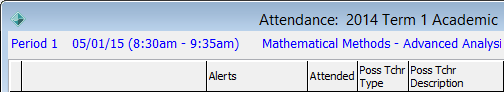 Attendance - Teacher mode grid headings