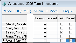 Attendance window (cutdown)