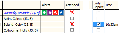 Attendance window - early departure