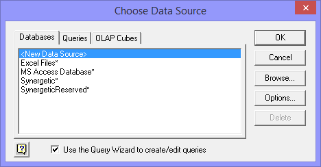 Choose Data Source window