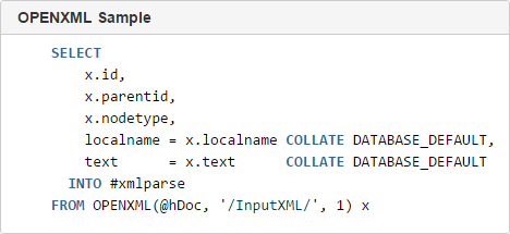 Collation example (Working XML example)