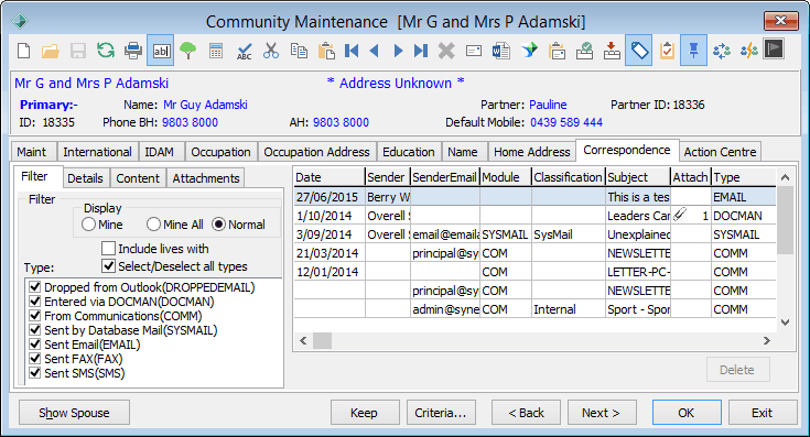 Community Maintenance - Correspondence tab.gif