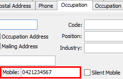 Community Maintenance - Occupation tab (cut down)