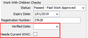Community Maintenance - Other tab (WWC check fields, cut-down)