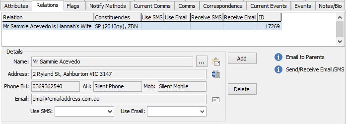 Community Maintenance - Relations tab (cut down)