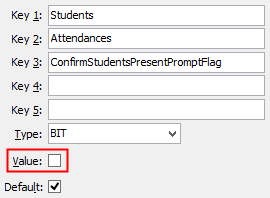 Configuration File Maintenance (ConfirmStudentsPresentPromptFlag)