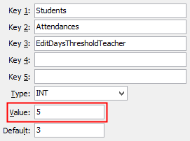 Configuration File Maintenance (EditDaysThresholdTeacher)