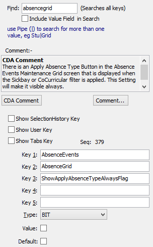 Configuration File Maintenance (fields and buttons)