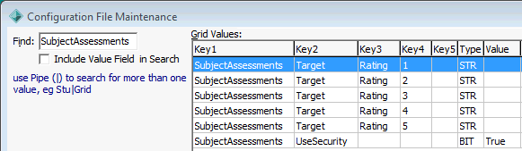 Configuration File Maintenance window (Subject Assessments)