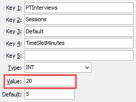 Configuration File Maintenance (TimeSlotMinutes)