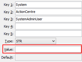 Configuration File Maintenance - ActionCentreSystemAdminUser configuration setting