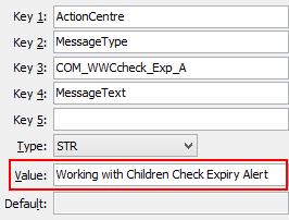Configuration file maintenance - COM_WWCcheck_Exp_A MessageText configuration setting