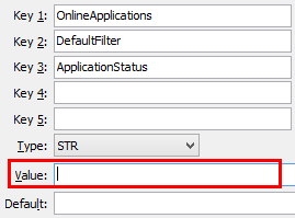 Configuration File Maintenance - DefaultFilter,ApplicationStatus
