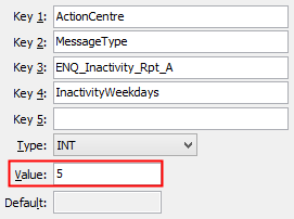 Configuration file maintenance - ENQ_Inactivity_Rpt_A InactivityWeekdays configuration setting