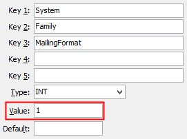 Configuration File Maintenance - MailingFormat