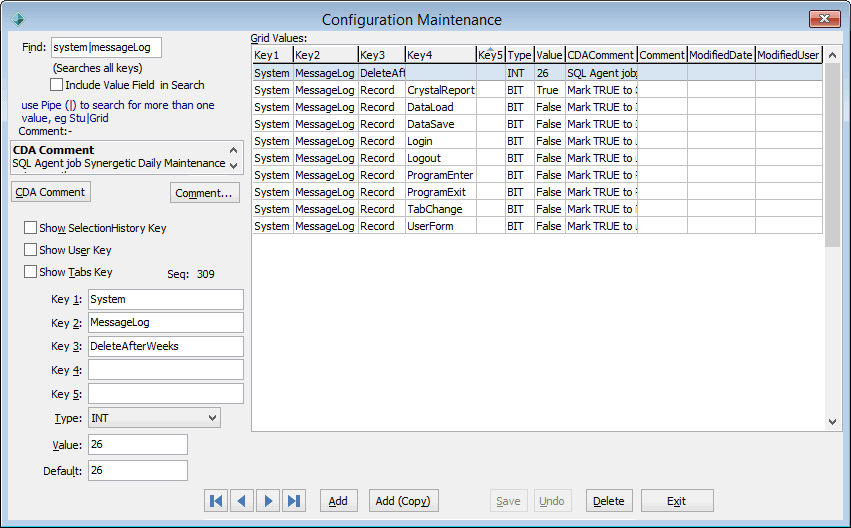 Viewing the message log (2)