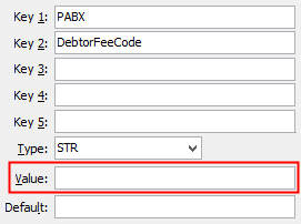 Configuration File Maintenance - PABX DebtorFeeCode configuration setting