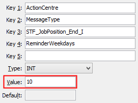 Configuration file maintenance - STF_JobPosition_End_I ReminderWeekdays configuration setting