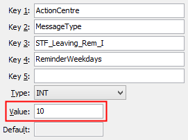 Configuration file maintenance - STF_Leaving_Rem_I ReminderWeekdays configuration setting