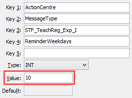 Configuration file maintenance - STF_TeachReg_Exp_I ReminderWeekdays configuration setting