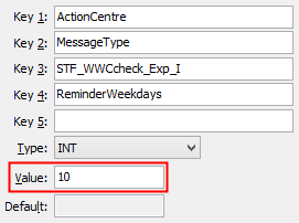 Configuration file maintenance - STF_WWCcheck_Exp_I ReminderWeekdays configuration setting