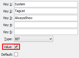 Configuration File Maintenance - TagList,AlwaysShow